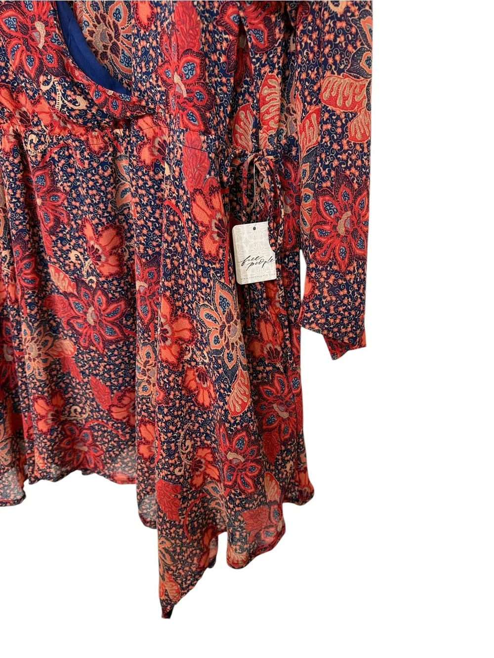 Free People Boho Floral Wrap Style Mini Dress Medium NWT